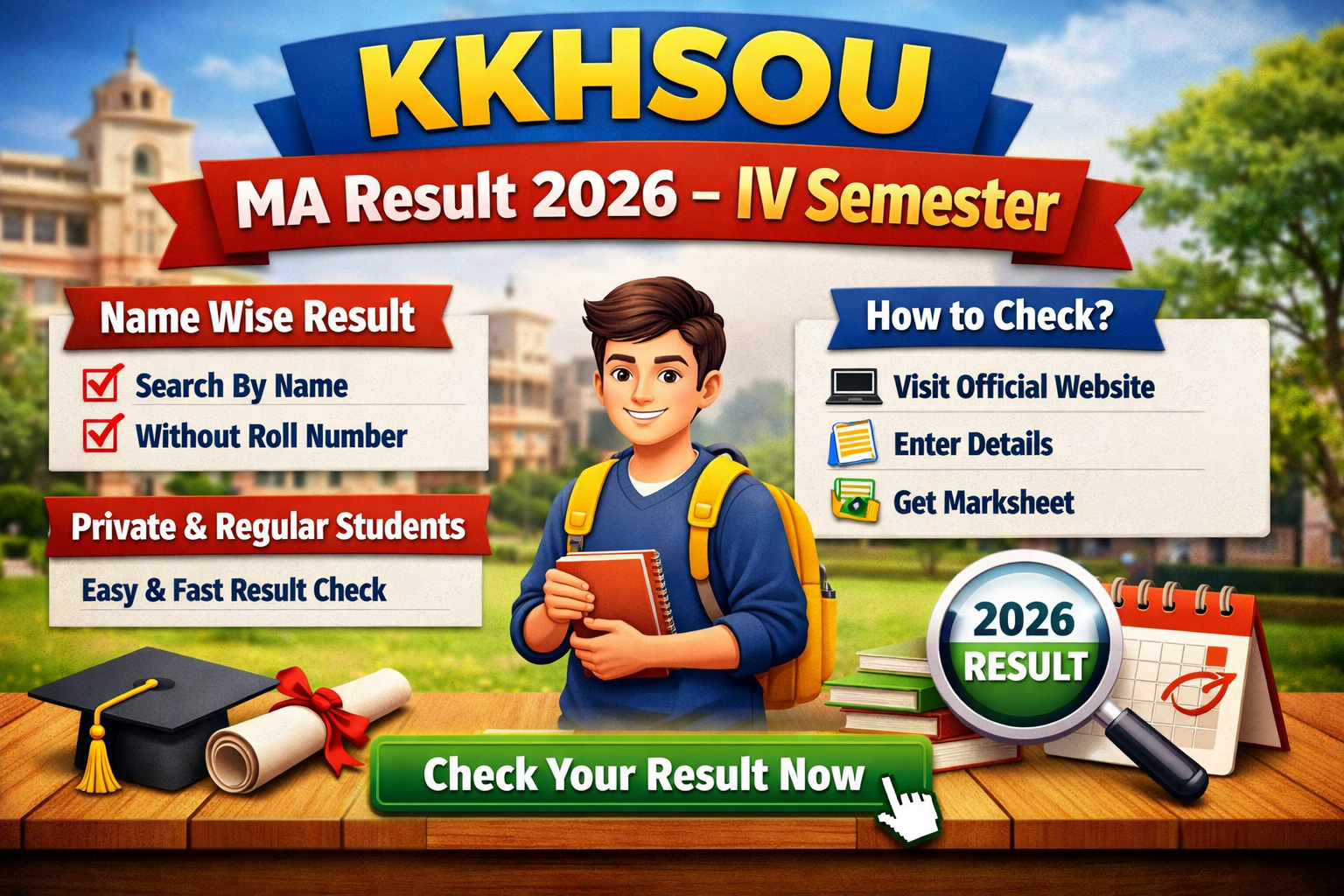 KKHSOU MA Result 2026