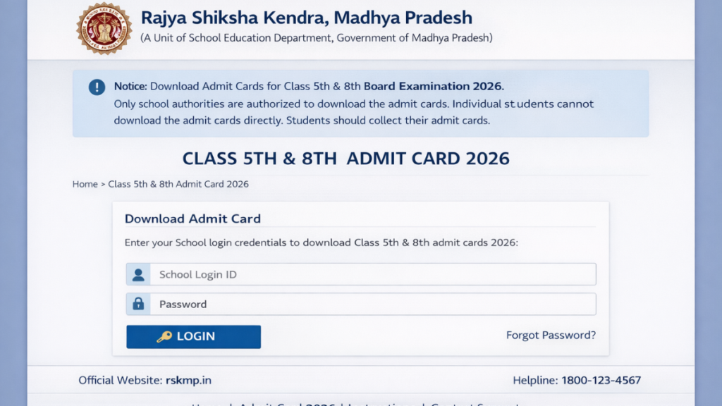 RSKMP Admit Card 2026