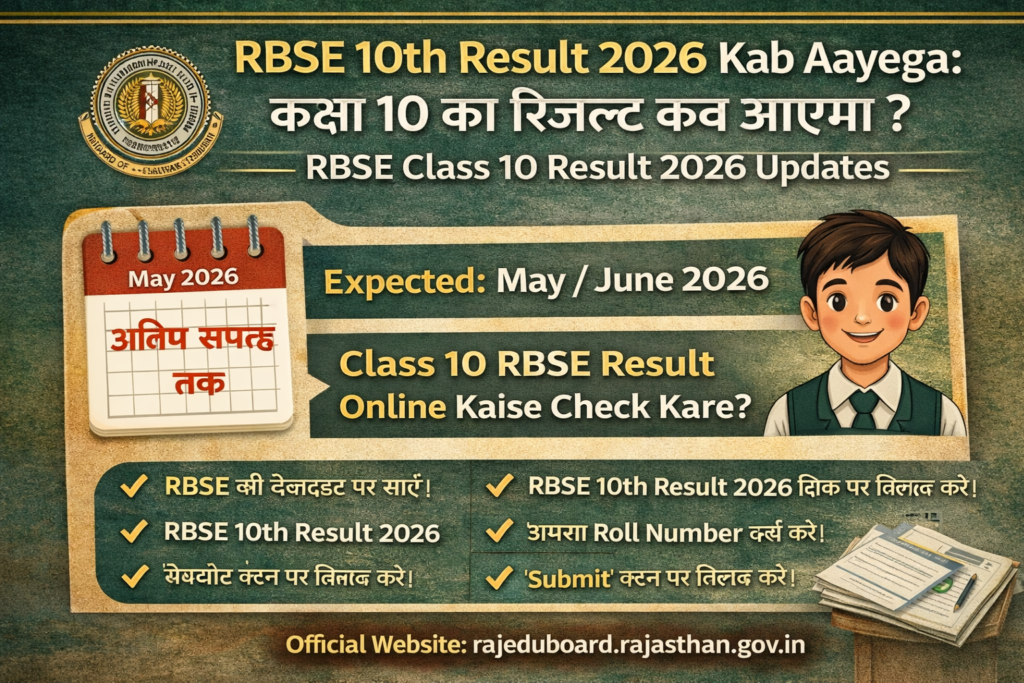 RBSE 10th Result 2026 Date
